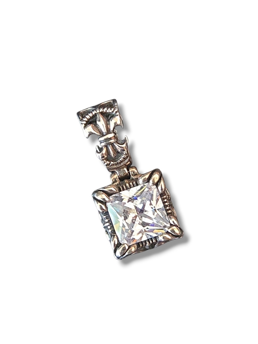 Silpada Silver Pendant with Clear Square Stone